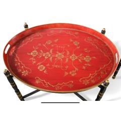 Regency Style Red Chinoiserie Tole Tray Table - 4416179