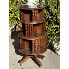 Regency Style Revolving Circular Mahogany Bookcase - 3947113