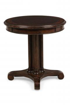 Regency Style Round Mahogany and Leather Center Table - 4668663