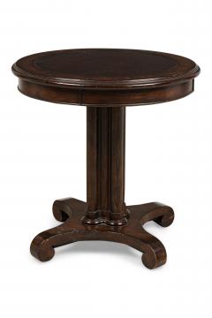 Regency Style Round Mahogany and Leather Center Table - 4668664