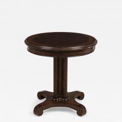 Regency Style Round Mahogany and Leather Center Table - 4729381