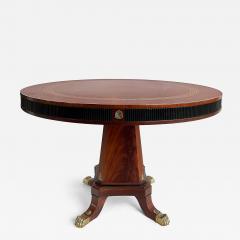 Regency Style Round Pedestal Table Greek Key Inlay Bronze Claw Feet Mounts - 4508268