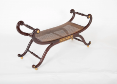 Regency Style Scroll End Bench with Cane Seat Gilt Tablets - 2679687
