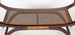 Regency Style Scroll End Bench with Cane Seat Gilt Tablets - 2679780