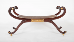 Regency Style Scroll End Bench with Cane Seat Gilt Tablets - 2679833