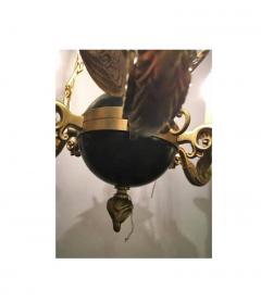 Regency Style Six Arm Bronze Swan Decorated Chandelier - 2491158