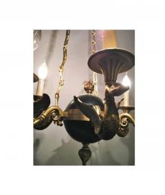 Regency Style Six Arm Bronze Swan Decorated Chandelier - 2491160