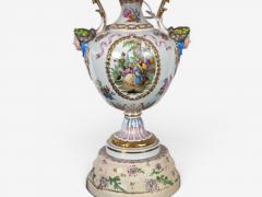 Regency Style Urn Table Lamps Porcelain Painted Wood France 20th c  - 4703828