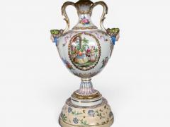 Regency Style Urn Table Lamps Porcelain Painted Wood France 20th c  - 4703829