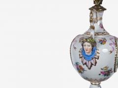 Regency Style Urn Table Lamps Porcelain Painted Wood France 20th c  - 4703831