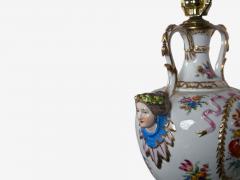 Regency Style Urn Table Lamps Porcelain Painted Wood France 20th c  - 4703834