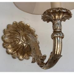 Regency Style White Gold Gilt Metal Single Arm Wall Sconce - 3799010