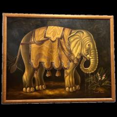 Reginald Baxter Elephant in Profile Playful Folk Art Oil on Canvas by Reginald Baxter - 3881025