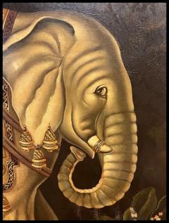 Reginald Baxter Elephant in Profile Playful Folk Art Oil on Canvas by Reginald Baxter - 3881043