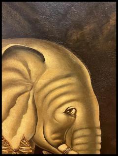 Reginald Baxter Elephant in Profile Playful Folk Art Oil on Canvas by Reginald Baxter - 3881050