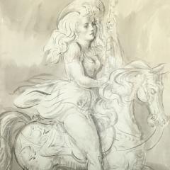 Reginald Marsh Merry Go Round GIrl A Double Sided Work - 4264373