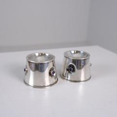 Reijo Sirkeoja Modernist Pair of Reijo Sirkeoja Silver Candle Holders Kultakeskus Finland 1967 - 4398806