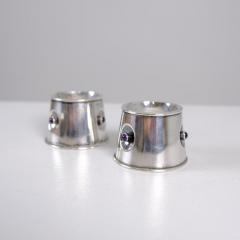 Reijo Sirkeoja Modernist Pair of Reijo Sirkeoja Silver Candle Holders Kultakeskus Finland 1967 - 4398808