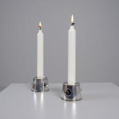 Reijo Sirkeoja Modernist Pair of Reijo Sirkeoja Silver Candle Holders Kultakeskus Finland 1967 - 4398809