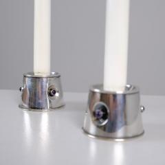 Reijo Sirkeoja Modernist Pair of Reijo Sirkeoja Silver Candle Holders Kultakeskus Finland 1967 - 4398810