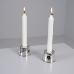 Reijo Sirkeoja Modernist Pair of Reijo Sirkeoja Silver Candle Holders Kultakeskus Finland 1967 - 4398811