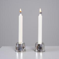 Reijo Sirkeoja Modernist Pair of Reijo Sirkeoja Silver Candle Holders Kultakeskus Finland 1967 - 4398812