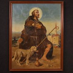 Religious painting oil on canvas Saint Roch from the 20th century - 3895163