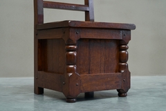 Remarkable Medieval Revival Accent Chair in Solid Oak Europe Mid 20th Century - 4803211