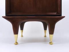 Remarkable Pair of Italian Midcentury Walnut and Brass Nightstands from 1950 - 4067329