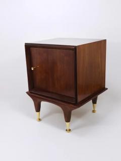 Remarkable Pair of Italian Midcentury Walnut and Brass Nightstands from 1950 - 4067353