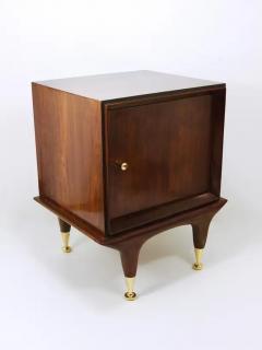 Remarkable Pair of Italian Midcentury Walnut and Brass Nightstands from 1950 - 4067355