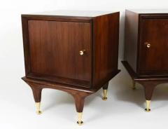 Remarkable Pair of Italian Midcentury Walnut and Brass Nightstands from 1950 - 4067462