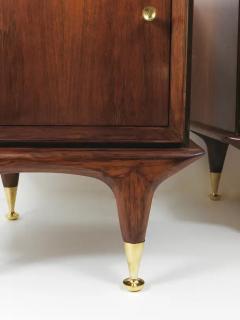 Remarkable Pair of Italian Midcentury Walnut and Brass Nightstands from 1950 - 4067473