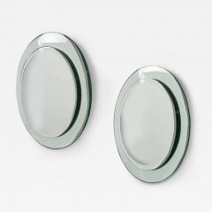 Remarkable Pair of Round Glass Mirrors Italy 1940s - 3089284