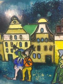 Remarkable and Rare Enameled Modern Plaque with Renaissance Scene - 413508