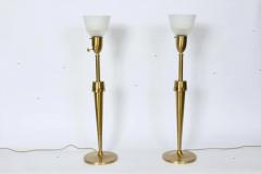 Rembrandt Lamp Company Pair Rembrandt Lighting Co Parzinger Style Brass Candlestick Torch Table Lamps - 3029712