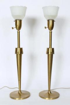 Rembrandt Lamp Company Pair Rembrandt Lighting Co Parzinger Style Brass Candlestick Torch Table Lamps - 3029716