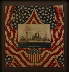 Remember the Maine Spanish American War Commemorative Bandana Late 19th C  - 4021141