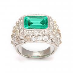 Ren Boivin Emerald Diamond Ring in Platinum by Rene Boivin - 85557