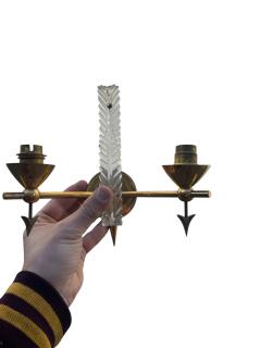 Ren Drouet 1940s Pair of Brass and lucite sconces attributed to Ren Drouet - 4502361