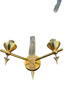 Ren Drouet 1940s Pair of Brass and lucite sconces attributed to Ren Drouet - 4502364