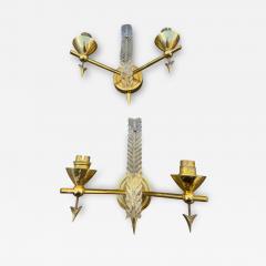 Ren Drouet 1940s Pair of Brass and lucite sconces attributed to Ren Drouet - 4504129