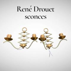 Ren Drouet 1940s bronze sconces by Ren Drouet - 4811347
