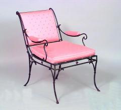 Ren Drouet French 1940s Iron Sleigh Back Scroll Design Armchair - 424839