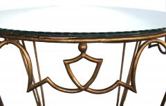 Ren Drouet French Art Deco Rene Drouet Gilt iron Circular Table with Mirrored Top - 3236978