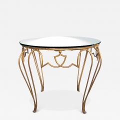 Ren Drouet French Art Deco Rene Drouet Gilt iron Circular Table with Mirrored Top - 3241218