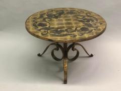 Ren Drouet French Modern Neoclassical Gilt Wrought Iron Coffee Side Table by Rene Drouet - 2372296