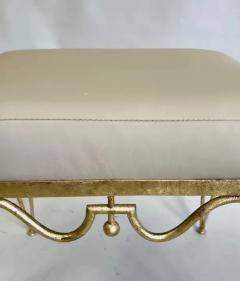 Ren Drouet Rare French Mid Century Gilt Wrought Iron Stool Bench by Rene Drouet - 3673252