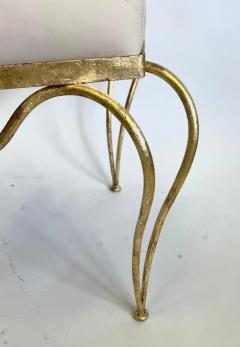 Ren Drouet Rare French Mid Century Gilt Wrought Iron Stool Bench by Rene Drouet - 3673257