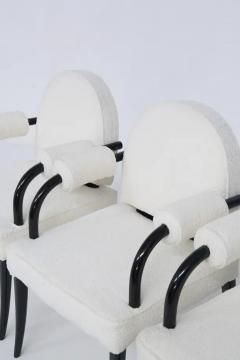 Ren Drouet Ren Drouet important set of six chairs in wood and white boucl  - 3675724